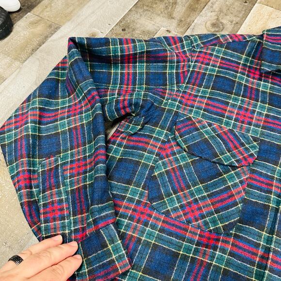 Vintage Pendleton Shirt Men Large Wool Flannel 70s Lodge Allison Tartan - Picture 8 of 12